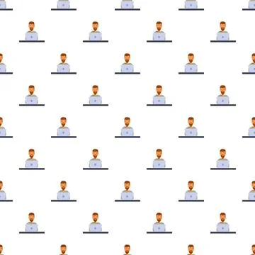Man working on laptop seamless pattern 스톡 일러스트