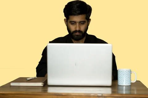 A man working on laptop. Selective Focus Foto stock