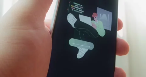 Man working on a laptop surrounded by elements of code and graphical interface Stock Footage 313443016