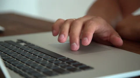 Man working with laptop touchpad Stock Footage 54046456