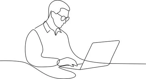 Man working on laptop Vector Stock Illustration
