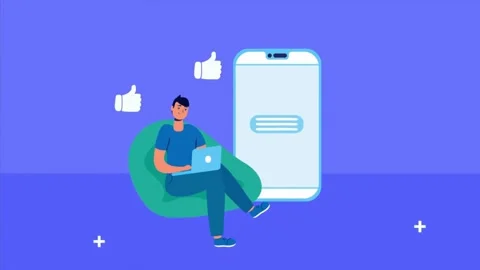 Man Working on Laptop While Relaxing in a Beanbag Chair Stock Footage 297533639