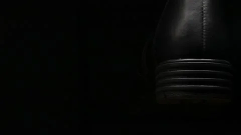 Man working with leather, shoemaker designer fashion work with shoes boots close Stock Footage 143700225