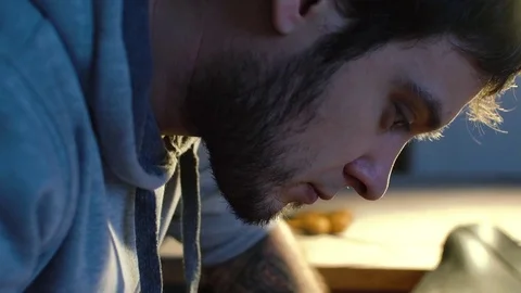 Man working with leather using crafting DIY tools Stock Footage 71389733