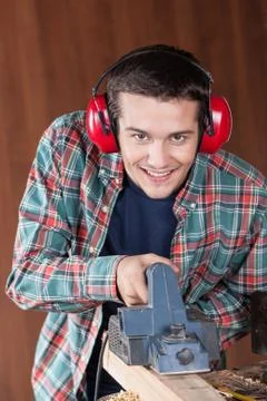 Man working with a machine Foto stock