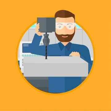 Man working on milling machine Illustrazione stock