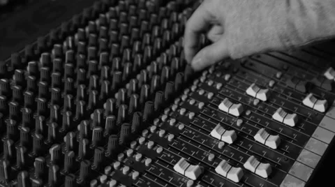 Man working for the mixing console for audio recording Stock Footage 55517134