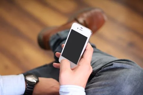 Man working on mobile. Stock Photos