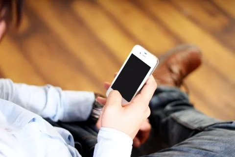 Man working on mobile. Stock Photos