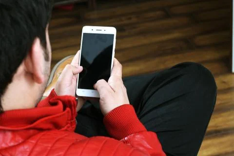 Man working on mobile. Stock Photos