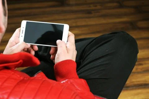 Man working on mobile. Stock Photos
