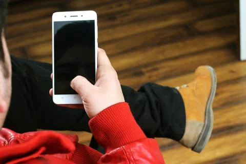 Man working on mobile. Stock Photos