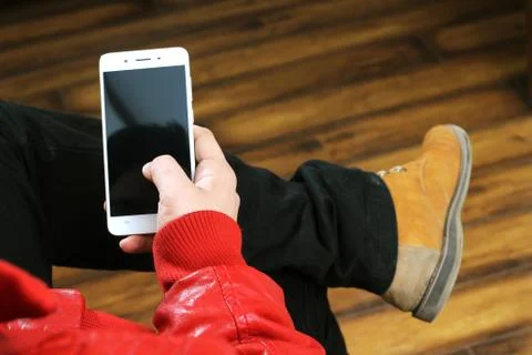 Man working on mobile. Stock Photos