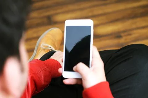 Man working on mobile. Stock Photos
