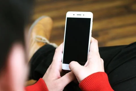Man working on mobile. Stock Photos