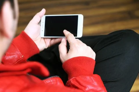 Man working on mobile. Foto stock