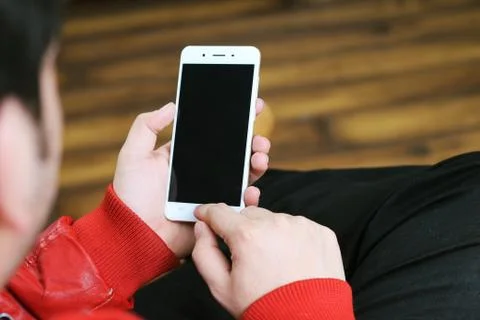 Man working on mobile. Foto stock