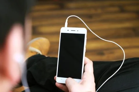 Man working on mobile. Stock Photos