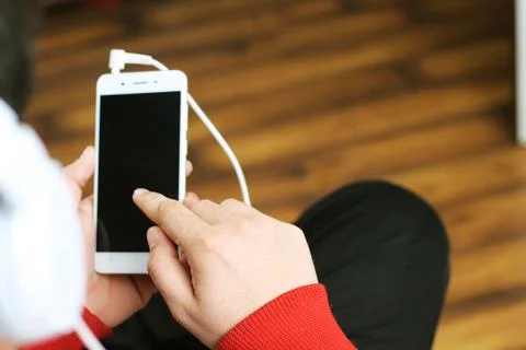 Man working on mobile. Stock Photos