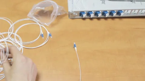 Man working in network server room Stock Footage 61087277