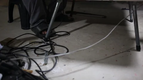 Man working on night time 库存影片 47483079