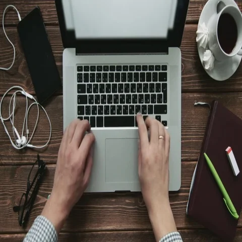 Man working on notebook Stock Footage 69618227
