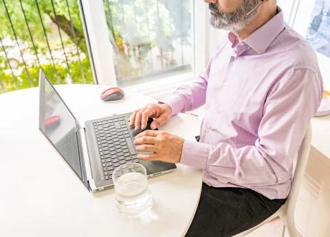 Man working with notebook. Smart working. Stock Photos