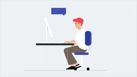 Man Working In Office With Computer Stock Footage 219559189