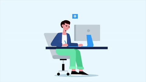 Man Working In Office With Computer Stock Footage 232199623