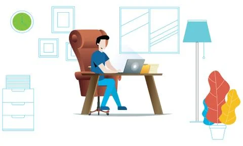 Man working in a office to grow more Illustrazione stock