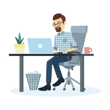 Man working at office. Stock Illustration