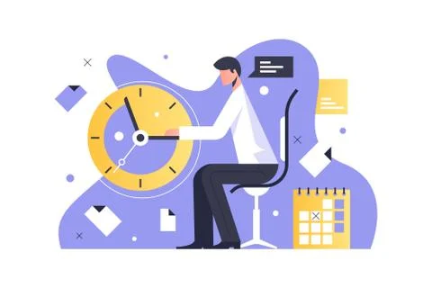 Man working in office Stock Illustration