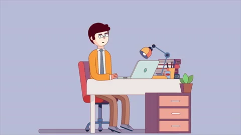 Man Working In Office With Laptop Stock Footage 219559338