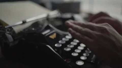 A man working with old typewriter close-up Stock Footage 72634000