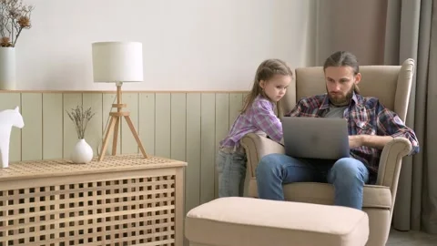 Man Working Online From Home. Remote Work. Family On Self-Isolation. Home Stock Footage 153804961
