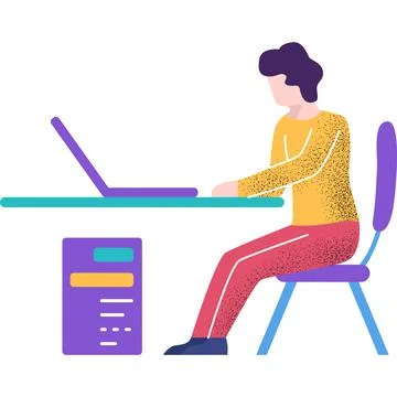 Man working online from home vector icon Stock Illustration