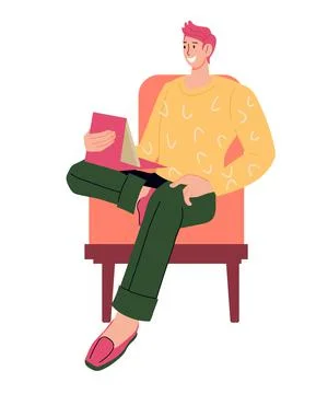 Man working or communicating remotely from home cartoon vector illustration i Stock Illustration