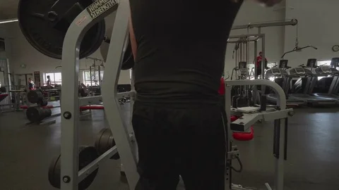 Man Working out on Leverage High Row Stock Footage 80010714