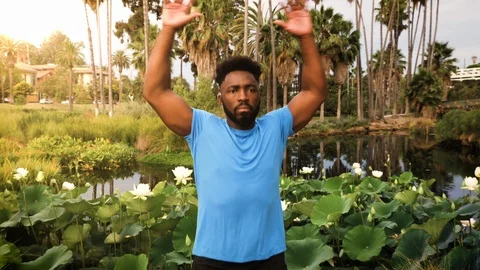 Man working out in the park Video stock 114226888