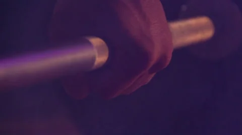 Man Working Out Puts Down Barbell Stock Footage 32398952