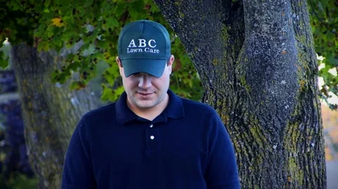 Man working outside mowing yard / lawn 스톡 동영상 44067719