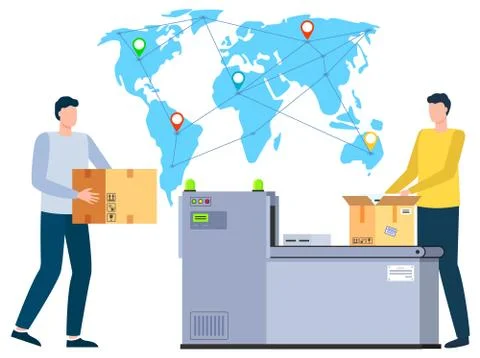 Man Working with Parcels and Orders Businessman Stock Illustration