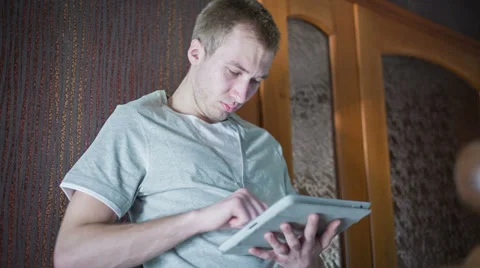 Man Is Working On The PC Stock Footage 36198995