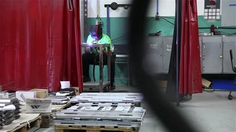 Man working with plasma welding slider shot Stock Footage 55492931