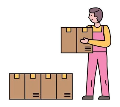 Man Working at Post Office, Delivering Parcel Stock Illustration
