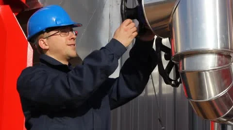 Man working in a power plant Stock Footage 8945577