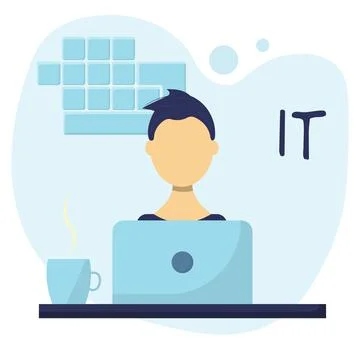 A man working as a programmer. 库存插图