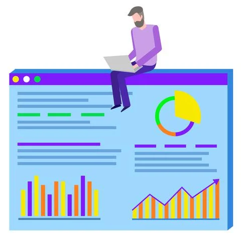 Man Working on Project Plan and Finance Report 库存插图