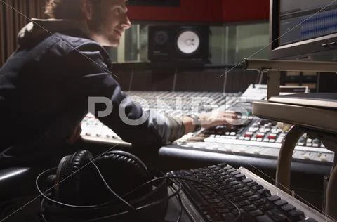 Man Working in Recording Studio Stock Photos