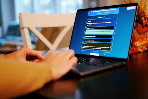 Man Working Remote -IT Security Awareness Training Stockfoto's